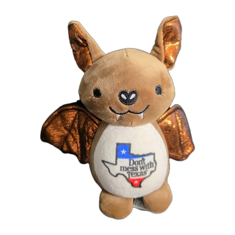 Plushology Dont Ness With Texas‎ Brown Bat Shimmer Wings Stuffed Animal Souvenir